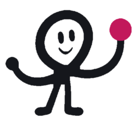 Knotty, the Clear Tangle mascot, waving