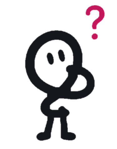 Knotty, the Clear Tangle mascot, thinking