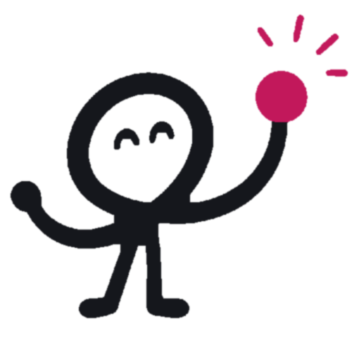 Knotty, the Clear Tangle mascot, cheering